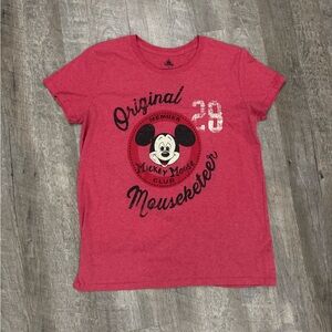 Disney Mickey Mouse Distressed Red Tee Shirt Sz M